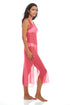SOLID LONG DRESS - POWER MESH PRINT
